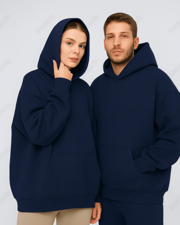 UrbanOutfits Unisex Oversized plain hoodie 'Navy blue ' Oversized Plain Hoodie