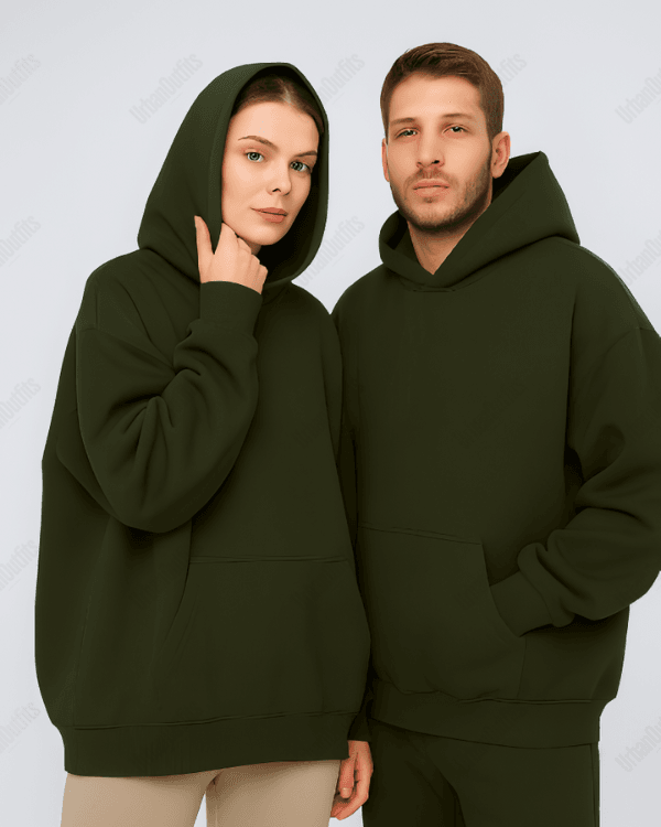 UrbanOutfits Unisex Oversized plain hoodie ' Olive Green ' Oversized Plain Hoodie