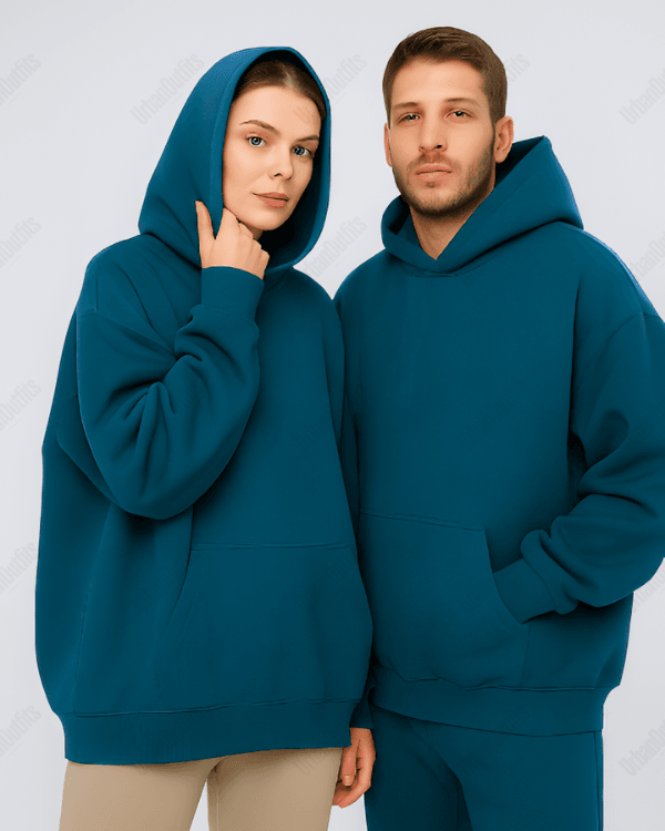 UrbanOutfits Unisex Oversized plain hoodie Petroleum blue / Cotton-Fleece / S 'Petroleum blue 'Oversized Plain Hoodie