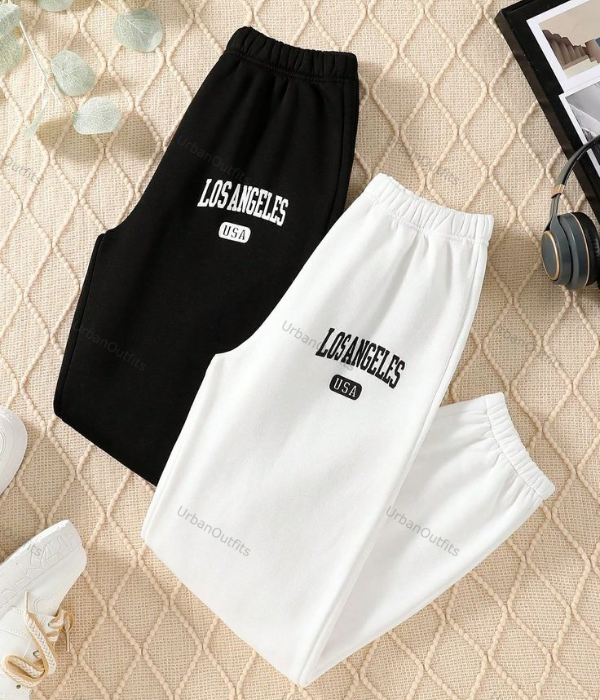 UrbanOutfits Unisex Sweatpants Black / Cotton-Fleece / S 'Los Angeles ' Unisex Oversized Sweatpants
