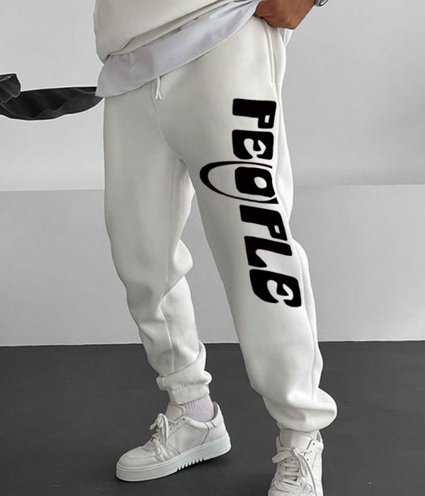 UrbanOutfits Unisex Sweatpants White / Cotton-Fleece / S 'People ' Unisex Oversized Sweatpants