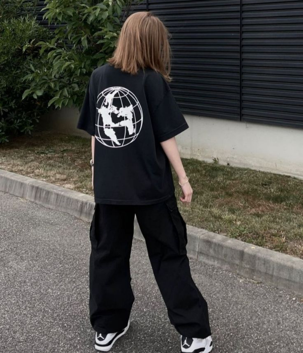 UrbanOutfits Unisex T-shirts World Map Oversized T-shirt [ UNISEX ]