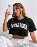 UrbanOutfits Women Crop Top Black / S Hawaii Oversized Crop top