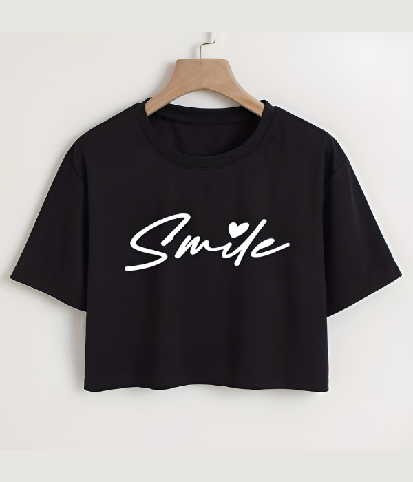 UrbanOutfits Women Crop Top Black / S SMILE Women Crop-Top