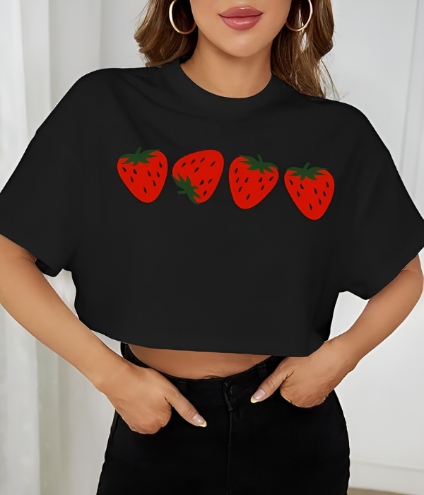 UrbanOutfits Women Crop Top Black / S STRAWBERRY Women Crop-Top