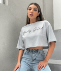 UrbanOutfits Women Crop Top Gray / S ' BABY GIRL ' Women Crop-Top