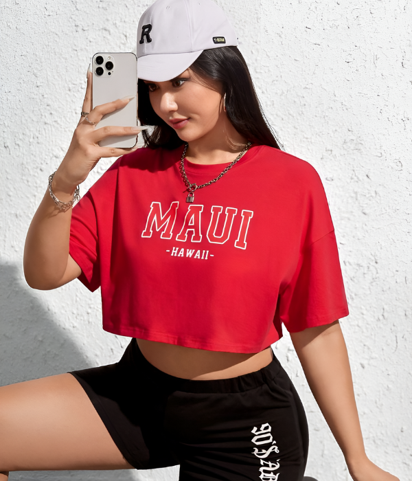 UrbanOutfits Women Crop Top Red / S MAUI Women Oversized Crop-Top