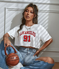 UrbanOutfits Women Crop Top White / S ' LOS ANGELES 91 ' Women Cop-Top