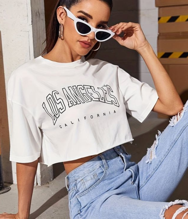 UrbanOutfits Women Crop Top White / S Los Angeles Oversized Crop Top