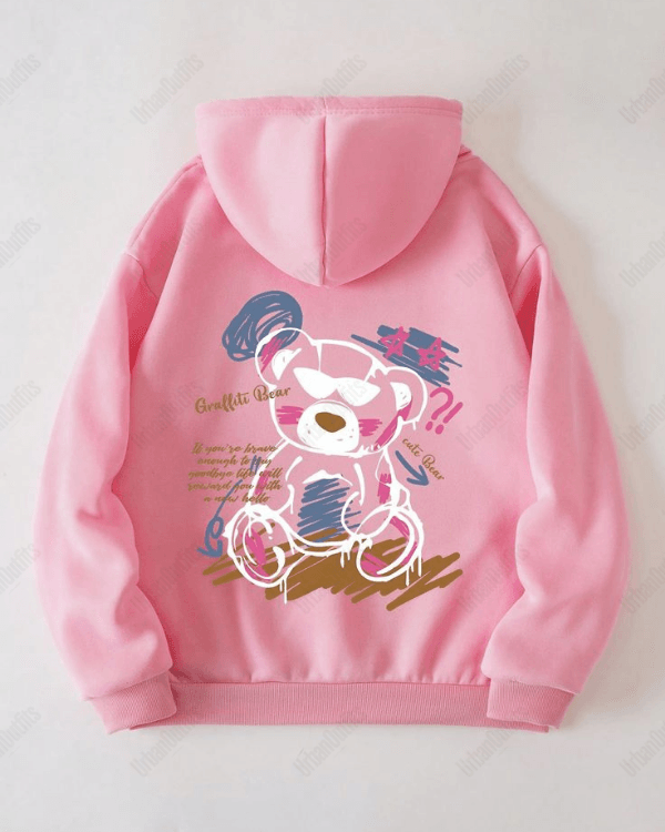 UrbanOutfits Women Oversized Hoodie Baby pink / Cotton-Fleece / S bear - Women Oversized Hoodie
