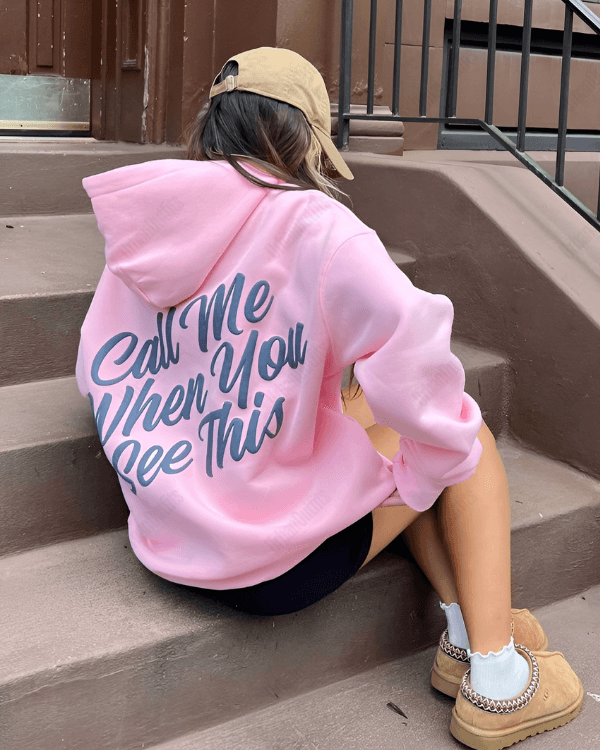 UrbanOutfits Women Oversized Hoodie Baby pink / Cotton-Fleece / S Call me when u see this - Women Oversized Hoodie