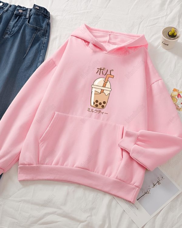 UrbanOutfits Women Oversized Hoodie Baby pink / Cotton-Fleece / S Milk Tea - Women Oversized Hoodie