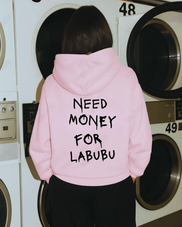 UrbanOutfits Women Oversized Hoodie Baby pink / Cotton-Fleece / S Need Money For LABUBU - Women Oversized Hoodie