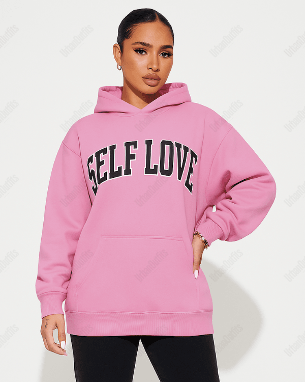 UrbanOutfits Women Oversized Hoodie Baby pink / Cotton-Fleece / S SelfLove - Women Oversized Hoodie