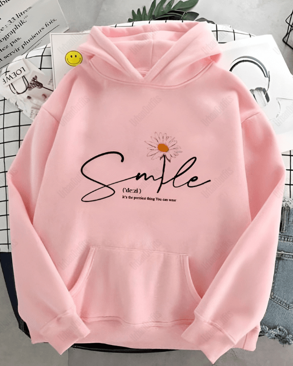 UrbanOutfits Women Oversized Hoodie Baby pink / Cotton-Fleece / S Smile - Women Oversized Hoodie