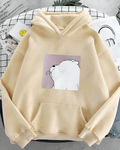 UrbanOutfits Women Oversized Hoodie Beige / Cotton-Fleece / S Cute Panda - Women Oversized Hoodie