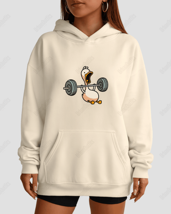 UrbanOutfits Women Oversized Hoodie Beige / Cotton-Fleece / S Duck Deadlift  - Women Oversized Hoodie