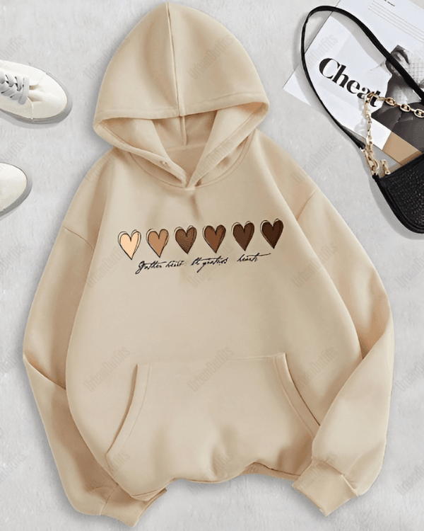 UrbanOutfits Women Oversized Hoodie Beige / Cotton-Fleece / S Heart - Women Oversized Hoodie