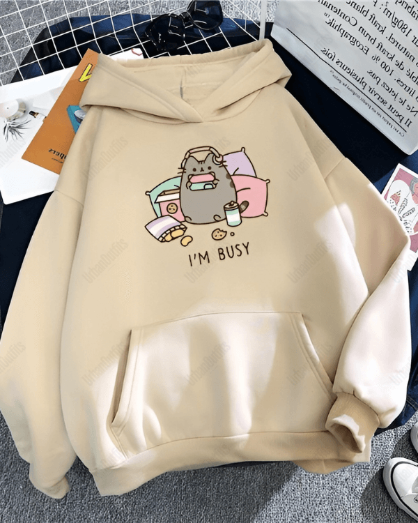 UrbanOutfits Women Oversized Hoodie Beige / Cotton-Fleece / S I'm Bussy - Women Oversized Hoodie