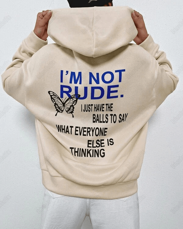 UrbanOutfits Women Oversized Hoodie Beige / Cotton-Fleece / S I'M NOT RUDE - Women Oversized Hoodie