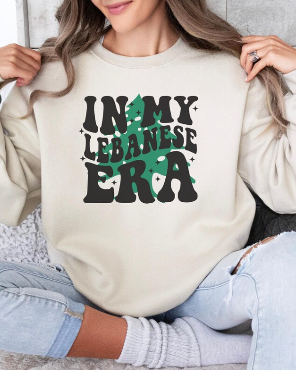 UrbanOutfits Women Oversized Hoodie Beige / Cotton-Fleece / S In My LEBANESE Era - Women Oversized Sweatshirt