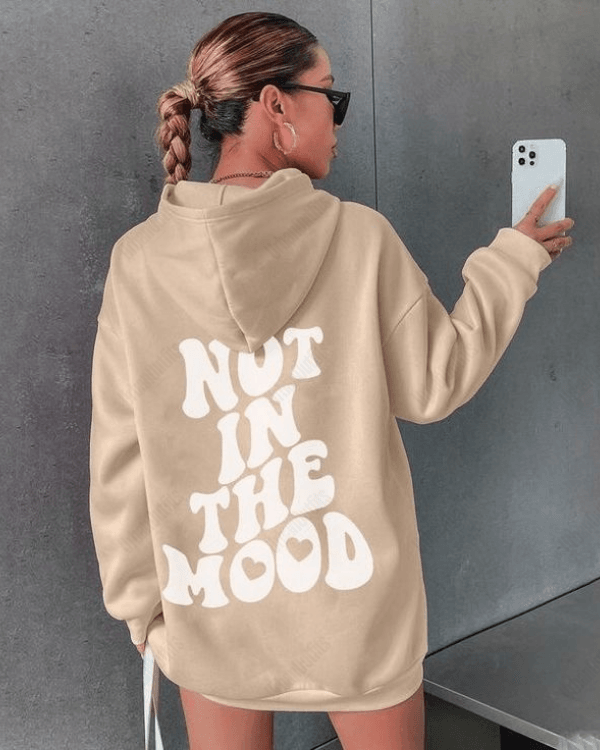 UrbanOutfits Women Oversized Hoodie Beige / Cotton-Fleece / S Not in The Mood - Women Oversized Hoodie