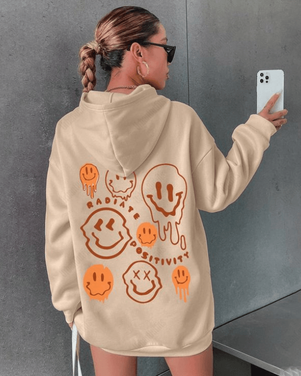 UrbanOutfits Women Oversized Hoodie Beige / Cotton-Fleece / S Positivity - Women Oversized Hoodie