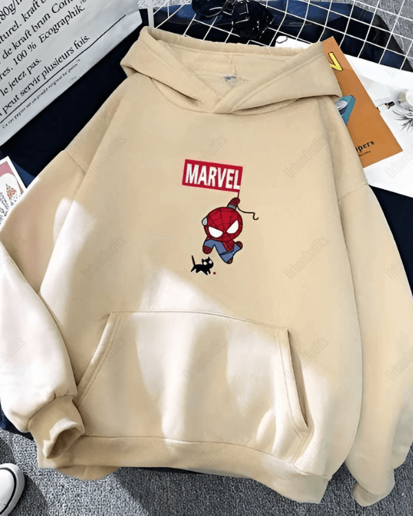 UrbanOutfits Women Oversized Hoodie Beige / Cotton-Fleece / S SpiderM - Women Oversized Hoodie