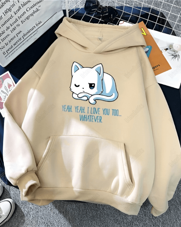 UrbanOutfits Women Oversized Hoodie Beige / Cotton-Fleece / S Yeah - Women Oversized Hoodie