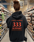 UrbanOutfits Women Oversized Hoodie Black / Cotton-Fleece / S 333 Angel Number - Women Oversized Hoodie