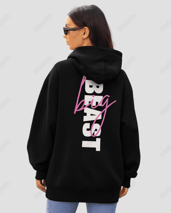 UrbanOutfits Women Oversized Hoodie Black / Cotton-Fleece / S Big Beast - Women Oversized Hoodie