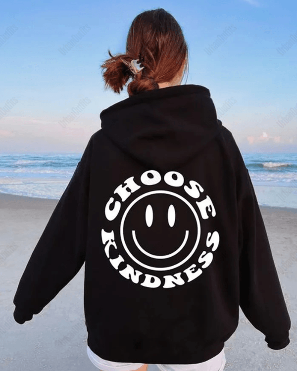 UrbanOutfits Women Oversized Hoodie Black / Cotton-Fleece / S CHOOSE KINDNESS - Women Oversized Hoodie