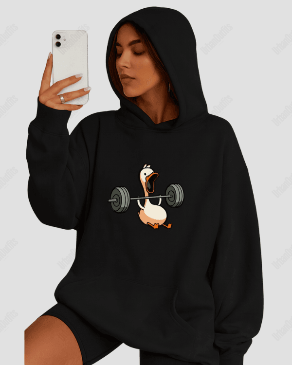 UrbanOutfits Women Oversized Hoodie Black / Cotton-Fleece / S Duck Deadlift  - Women Oversized Hoodie