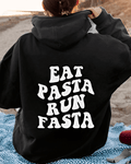UrbanOutfits Women Oversized Hoodie Black / Cotton-Fleece / S Eat Pasta Run Fasta - Women Oversized Hoodie