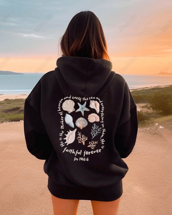 UrbanOutfits Women Oversized Hoodie Black / Cotton-Fleece / S Faith ful forever - Women Oversized Hoodie