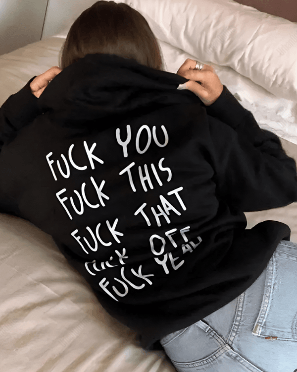 UrbanOutfits Women Oversized Hoodie Black / Cotton-Fleece / S FUCK... - Women Oversized Hoodie