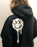 UrbanOutfits Women Oversized Hoodie Black / Cotton-Fleece / S Happy Face - Women Oversized Hoodie