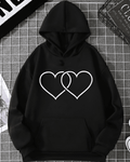 UrbanOutfits Women Oversized Hoodie Black / Cotton-Fleece / S Hearts - Women Oversized Hoodie