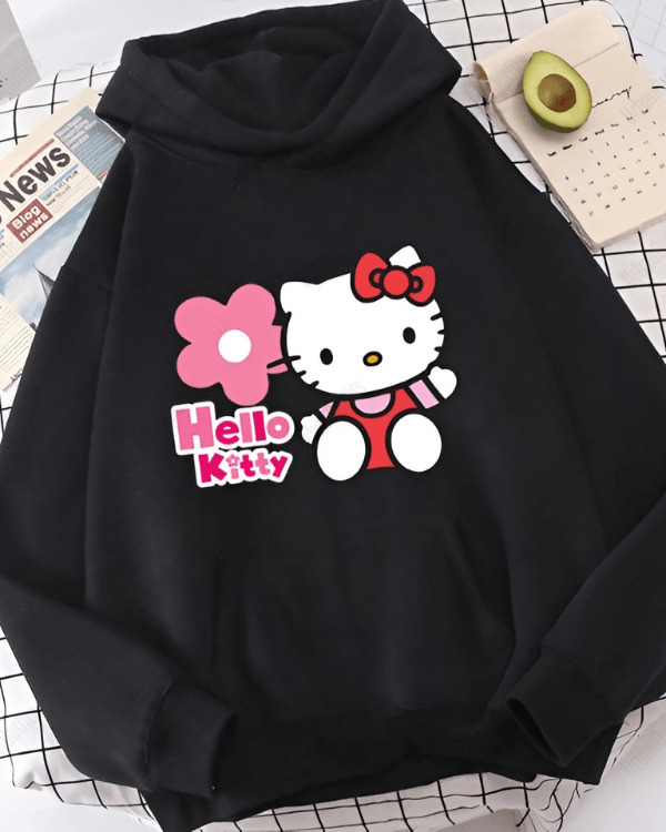 UrbanOutfits Women Oversized Hoodie Black / Cotton-Fleece / S Hello Kitty - Women Oversized Hoodie