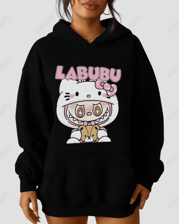 UrbanOutfits Women Oversized Hoodie Black / Cotton-Fleece / S LABUBU - Women Oversized Hoodie