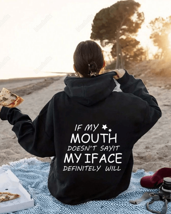 UrbanOutfits Women Oversized Hoodie Black / Cotton-Fleece / S My iface - Women Oversized Hoodie