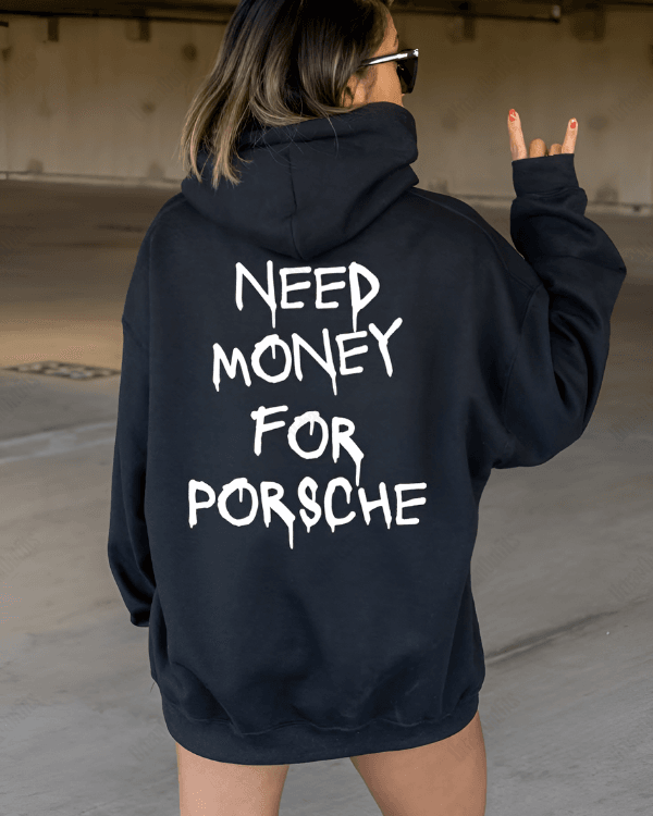 UrbanOutfits Women Oversized Hoodie Black / Cotton-Fleece / S Need Money for Porsche - Women Oversized Hoodie