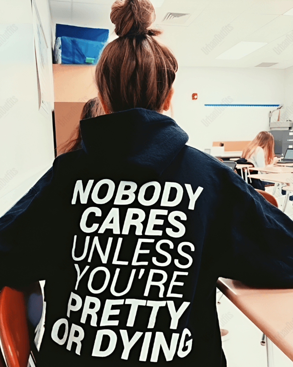 UrbanOutfits Women Oversized Hoodie Black / Cotton-Fleece / S Nobody Cares - Women Oversized Hoodie