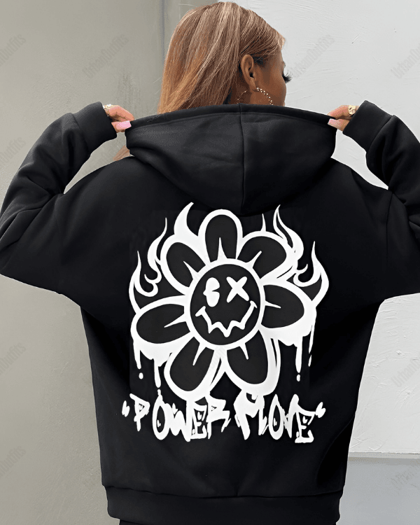 UrbanOutfits Women Oversized Hoodie Black / Cotton-Fleece / S Power Love - Women Oversized Hoodie