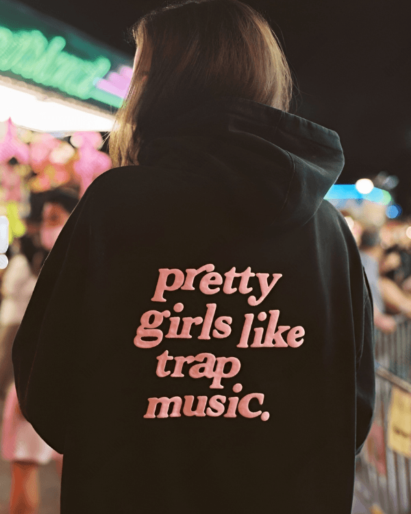 UrbanOutfits Women Oversized Hoodie Black / Cotton-Fleece / S Pretty girls like trap music - Women Oversized Hoodie