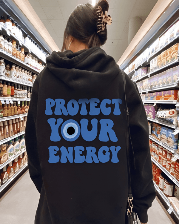 UrbanOutfits Women Oversized Hoodie Black / Cotton-Fleece / S Protect Your Energy - Women Oversized Hoodie