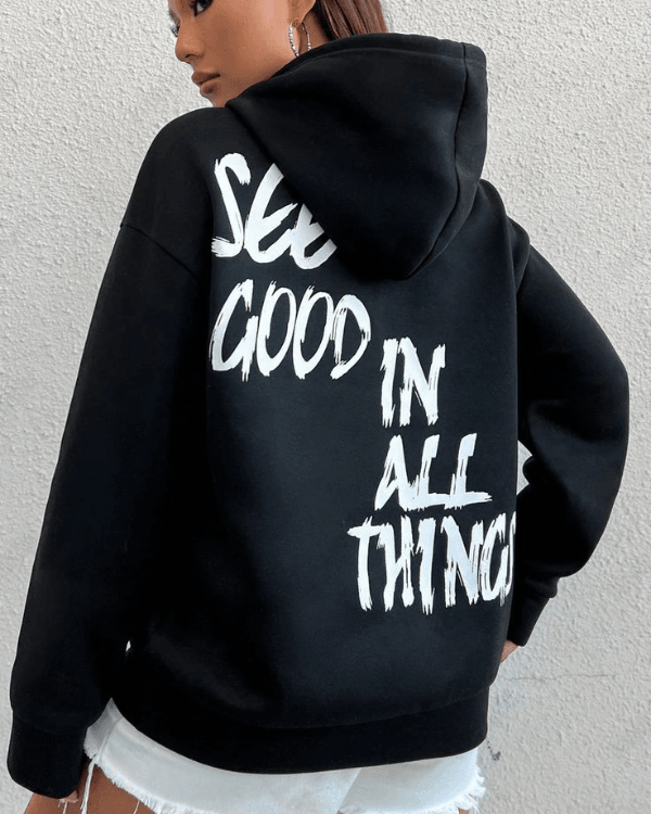 UrbanOutfits Women Oversized Hoodie Black / Cotton-Fleece / S SEE GOOD IN ALL THINGS - Women Oversized Hoodie