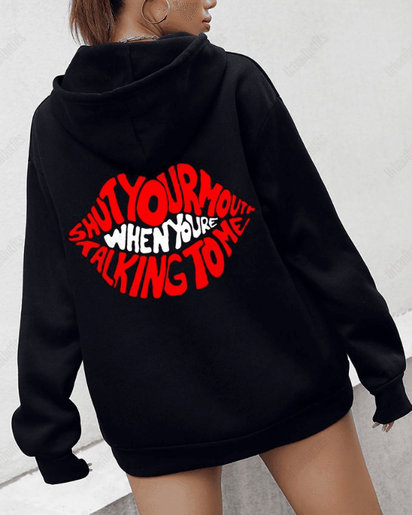 UrbanOutfits Women Oversized Hoodie Black / Cotton-Fleece / S Shut Your Mouth - Women Oversized Hoodie