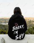 UrbanOutfits Women Oversized Hoodie Black / Cotton-Fleece / S Sorry, I'm Shy - Women Oversized Hoodie
