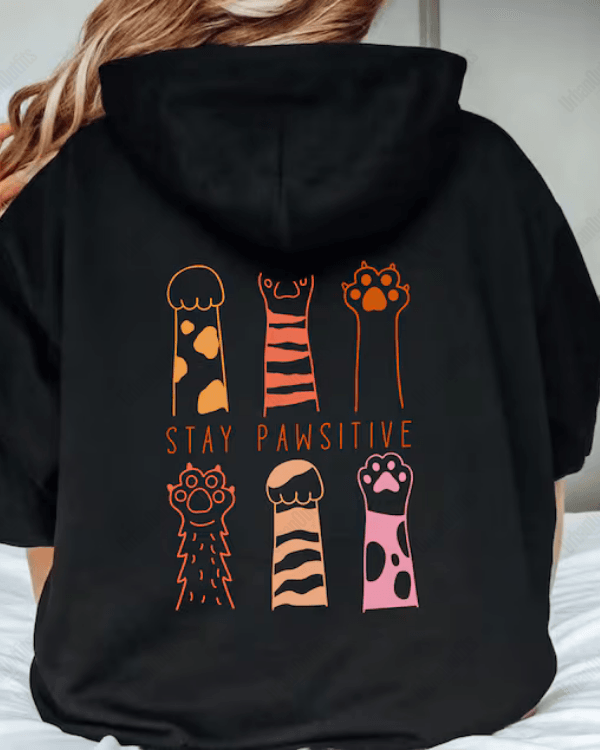 UrbanOutfits Women Oversized Hoodie Black / Cotton-Fleece / S STAY PAWSITIVE - Women Oversized Hoodie